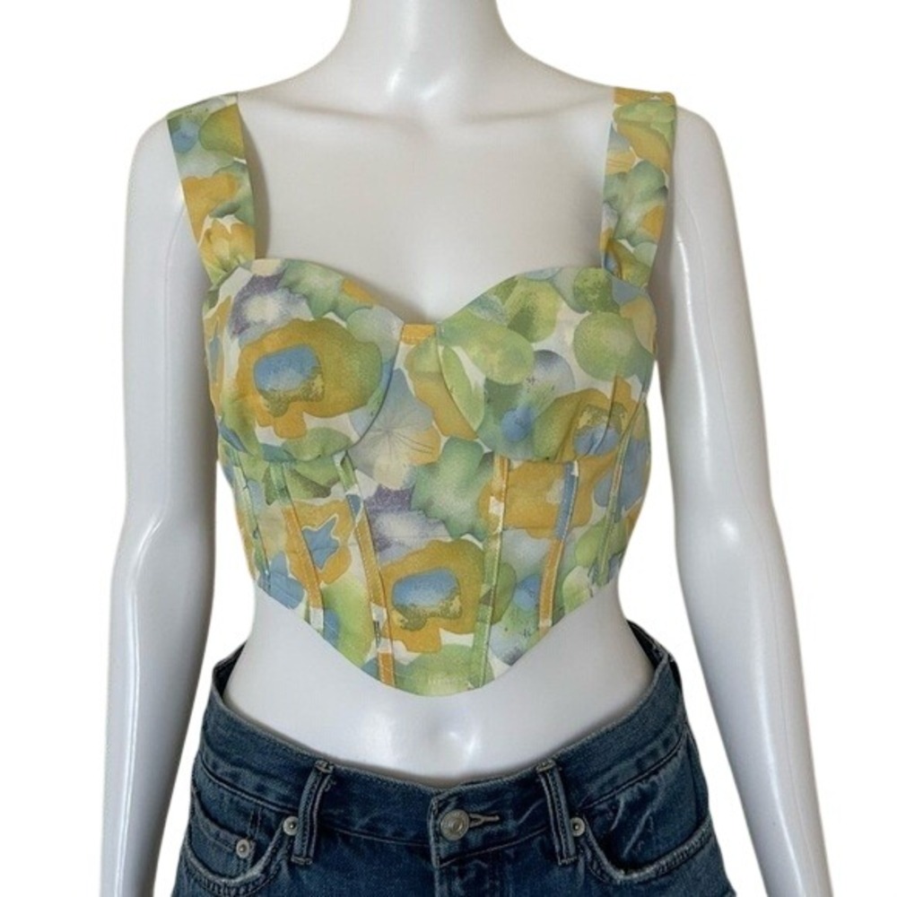 Cider Corset Crop Top Floral Bohemian Coquette Vacation Resort Coastal Medium